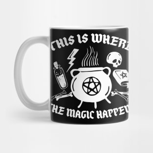 This is where the magic happens (white) Mug